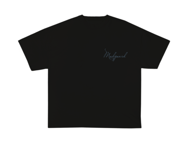 Black blue front love is a mad thing tee blue