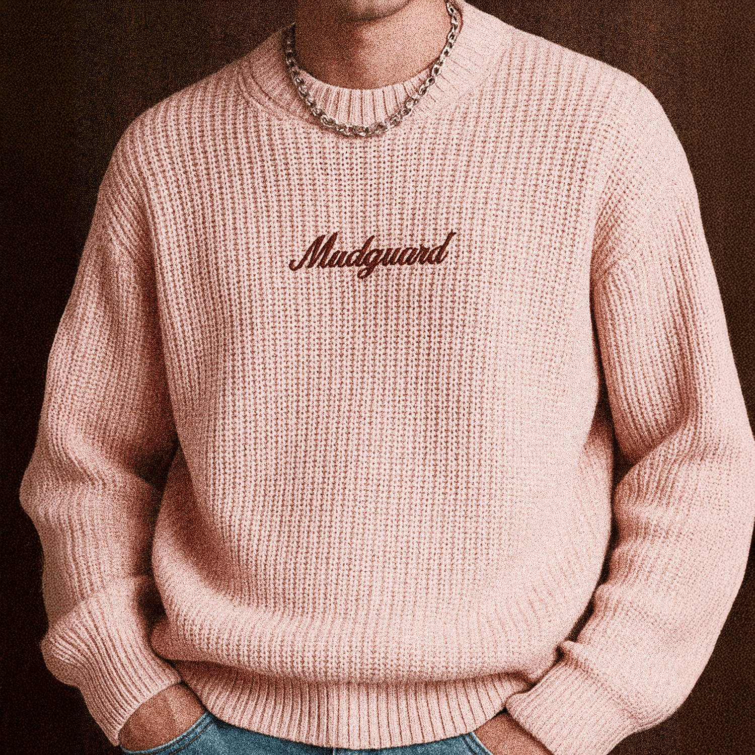 Mudguard luxury fadeout pink knitwear model front